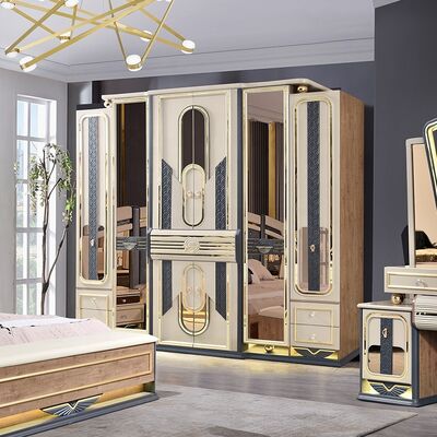 Chambre a Coucher Komplett De Luxe Schlafzimmer Set König Größe Schlafzimmer Heimzimmer Doppel Holzrahmen Modern Luxus Schlafzimmer Möbel Set