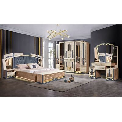 Chambre a Coucher Komplett De Luxe Schlafzimmer Set König Größe Schlafzimmer Heimzimmer Doppel Holzrahmen Modern Luxus Schlafzimmer Möbel Set