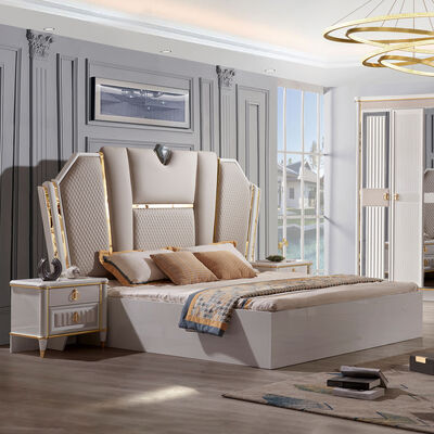 Moderne Samtdeckel Kopfbedeckung Zimmer Holz King Size Sets Bett Möbel Königin Betten Voll Schrank Schlafzimmer Set