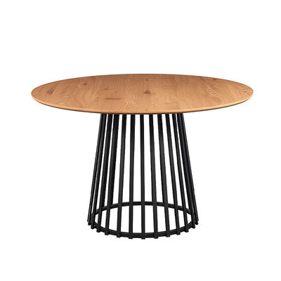 Minimalistischer Stil Rechteck Live Edge Esstisch Metallbasis Esszimmermöbel Holz Modernes Esstisch Set 6 Sitzplätze