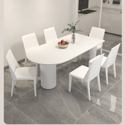 Weißes skandinavisches Esstisch-Set Metallbasis Esszimmermöbel Stein-Schiefer-Top Modernes Esstisch für Hotel-Wohnung