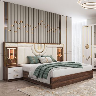 China Großhandel Billiges türkisches Schlafzimmermöbel-Set Holzrahmen Luxus-Königgröße-Bett Doppel-Full-Moderne Luxus-Schlafzimmer-Sets