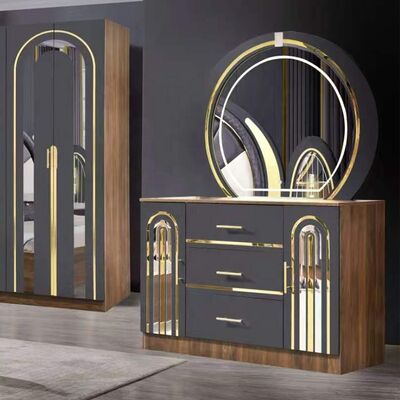 Schlafzimmer in türkischem Stil Luxus-Königgröße Schlafzimmer Zuhause Meisterzimmer Holzrahmen zeitgenössischer Komplett moderner Schlafzimmermöbel Set