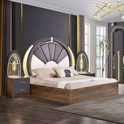 Schlafzimmer in türkischem Stil Luxus-Königgröße Schlafzimmer Zuhause Meisterzimmer Holzrahmen zeitgenössischer Komplett moderner Schlafzimmermöbel Set
