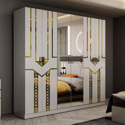 Großhandel Modern Design Doppelleder König Schlaf Kleiderschrank Kommode Full Set Home Holz Königin Größe Luxus Möbel Schlafzimmer Sets