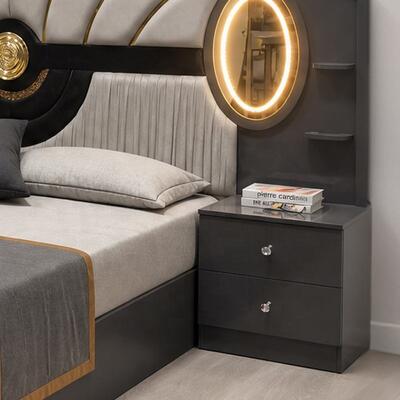 Türkischer Königlicher Luxus Komplett Schlafzimmer Set König Größe Schlafzimmer Suite Beleuchtete Kopfteile Holzrahmen Moderne Schlafzimmermöbel Set
