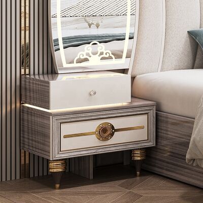 Luxuriöses modernes Schlafzimmermöbelset in King-Size-Größe mit beleuchtetem Kopfteil, Doppelbett, Holzrahmen, komplettes türkisches Meister-Schlafzimmer-Set
