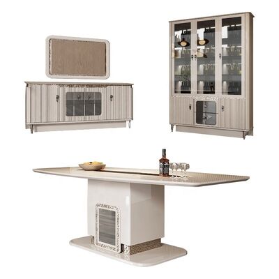Ensembles De Salle a Manger Complete Dining Room Furniture Home Wooden Modern Luxury Sideboard Wine Cabinet Dining Table Set