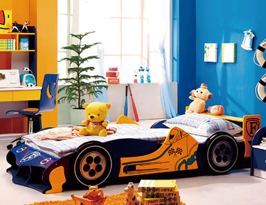 Mdf-Zwillings-Größen-Kinderschlafzimmer-Satz-Auto-Bett mit Speicher-ODM-Soem