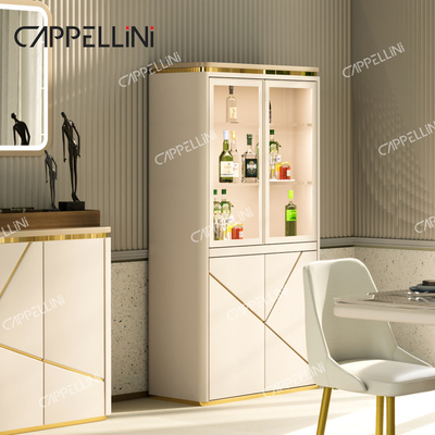 Einfache moderne Holzlager Wohnzimmer Weinregal Zuhause Möbel Esszimmer Bar Luxus Holz Wein Schrank mit Glasbildschirm