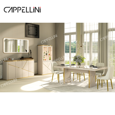 Modernes Design Esstisch 4 Stühle Set 6 Sitzplätze Wohnzimmer Möbel Luxus Marmor Schiefer Oberstisch Set