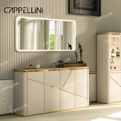 Luxus modernes Holz Lager Wohnzimmer Schränke Wohnmöbel Esszimmer Buffet Holz Sideboard Schrank mit Spiegel