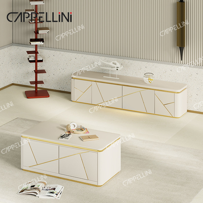 Moderner Luxus Holztv-Schrank und Couchtisch Set Wohnzimmer Möbel Holztv-Stand mit Aufbewahrung