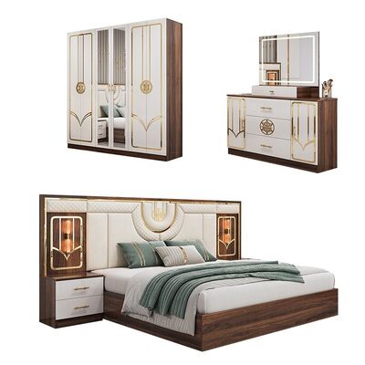 China Großhandel Billiges türkisches Schlafzimmermöbel-Set Holzrahmen Luxus-Königgröße-Bett Doppel-Full-Moderne Luxus-Schlafzimmer-Sets