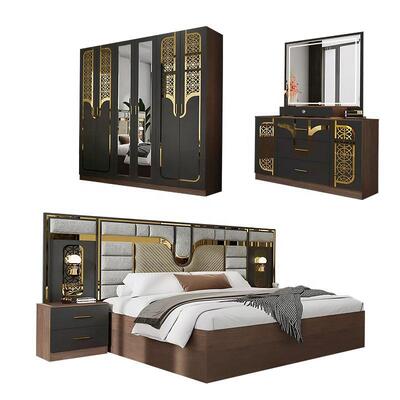 Großhandel Türkische Moderne Schlafzimmermöbel Set Komplett 5 Teile King Size Bett Zimmer Holzrahmen Möbel Schlafzimmer Sets