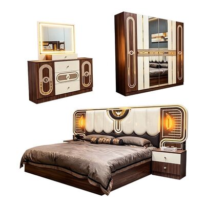 Klassische königliche türkische komplette Schlafzimmer-Sets Kingsize-Bett Master Room Holzrahmen Günstige Luxus Moderne Schlafzimmer Möbel Set
