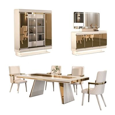 Luxuriöses königliches komplettes Esszimmer-Set, Möbel, Heimrestaurant, rechteckiger moderner Esstisch, Set für 6 Personen mit Stühlen